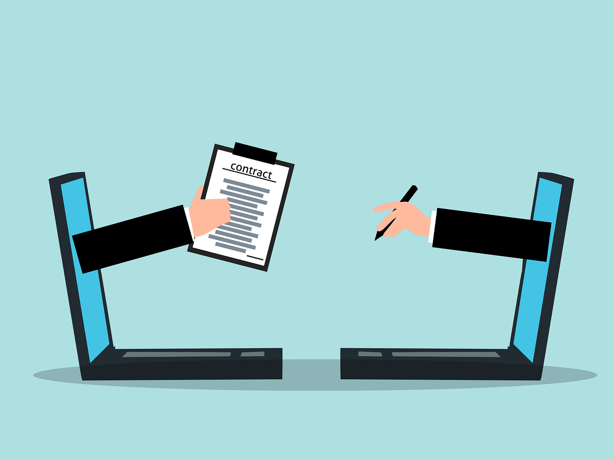 Sinnbild für Onlinevertragsabschluss