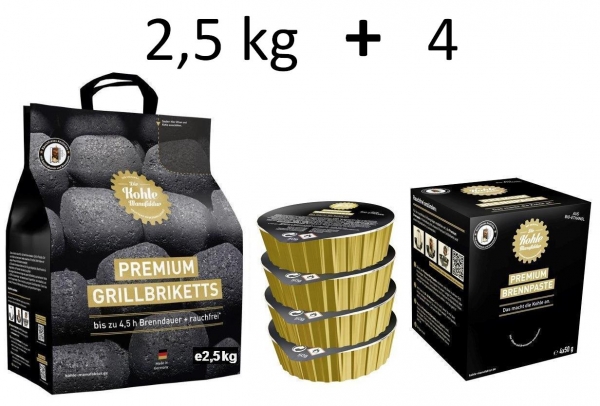 Premium Grillbriketts kl.Tüte + Brennpaste