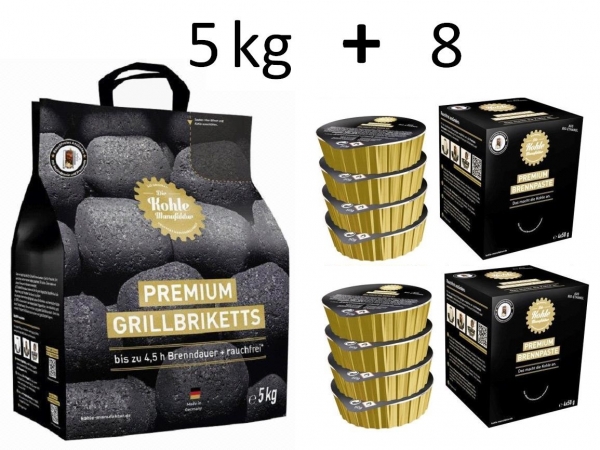 Premium Grillbriketts gr.Tüte + Brennpaste