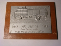 Tafel Frw. Feuerwehr Wagonbau Dessau