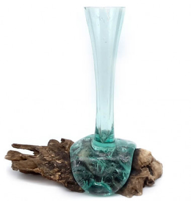 Vase Glas/Teak 30 - 40cm