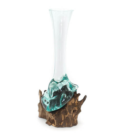 Vase Glas/Teak 40 - 50cm