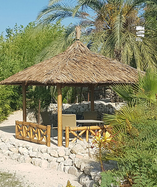 Bambus Pavillon, Gazebo 3,70 x 3,70 m mit Seitenteilen