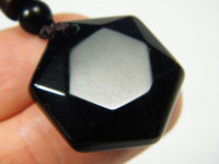 Schwarzer Obsidian Hexagon Anhänger