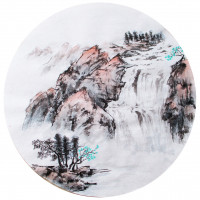 ORIGINAL Aquarell handgemalt, Himalaya Landschaft