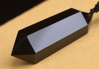 Schwarzer Obsidian Doppelender Kristall Anhänger