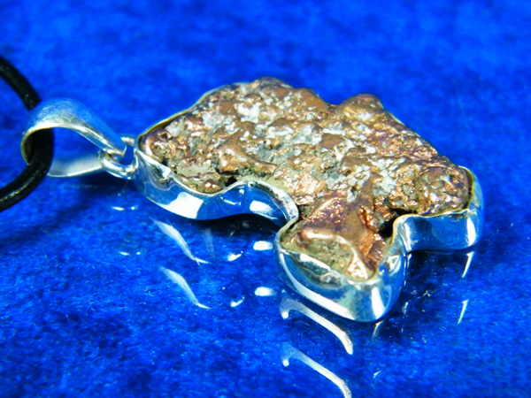 Kupfer Nugget Anhänger in 925er Silber
