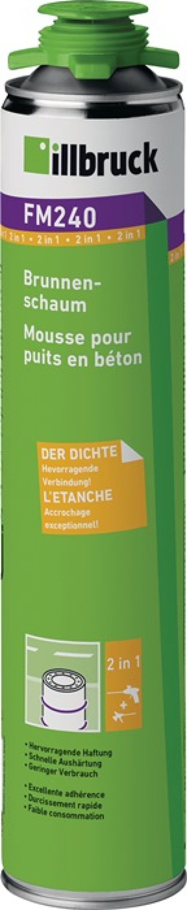 1K-Brunnenschaum FM240 750ml B2 grün o.Einw.-Handsch.Dose ILLBRUCK