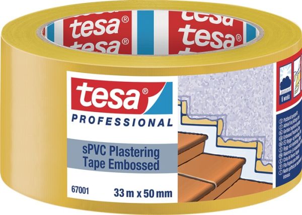 PVC Putzband 67001 quergerillt gelb L.33m B.50mm TESA