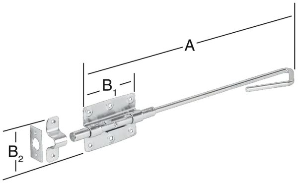 Bolzen-Stangenriegel STA blau verz.L.400mm B.100mm Bolzen-Ø 16mm VORMANN