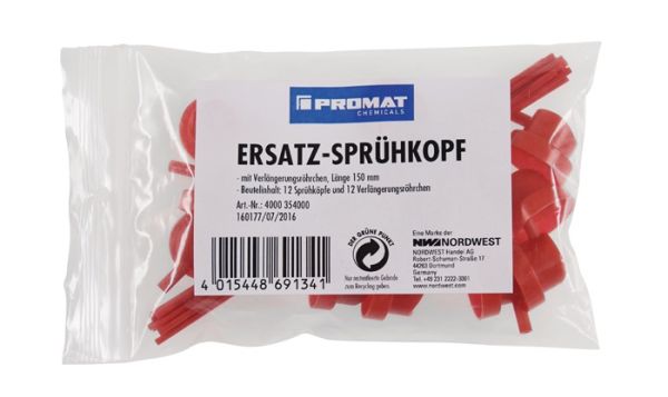 Ersatzsprühköpfe je 12 Sprühköpfe u.Röhrchen (150 mm) Ku.Btl.PROMAT CHEMICALS