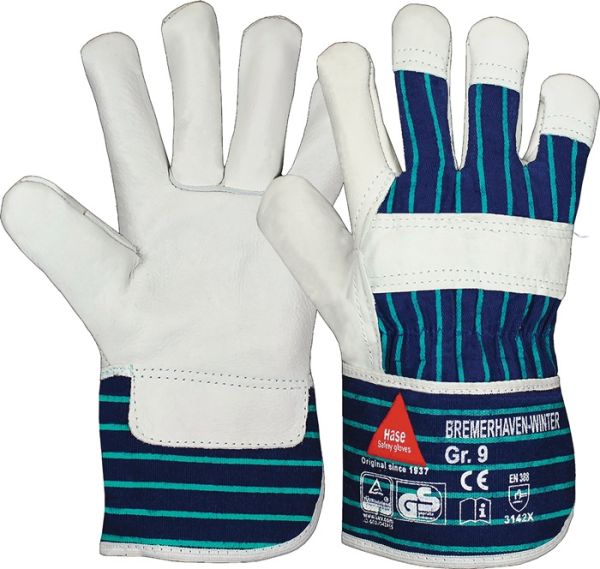 Handschuhe Bremerhaven Winter Gr.10 natur/blau EN 388 PSA II HASE