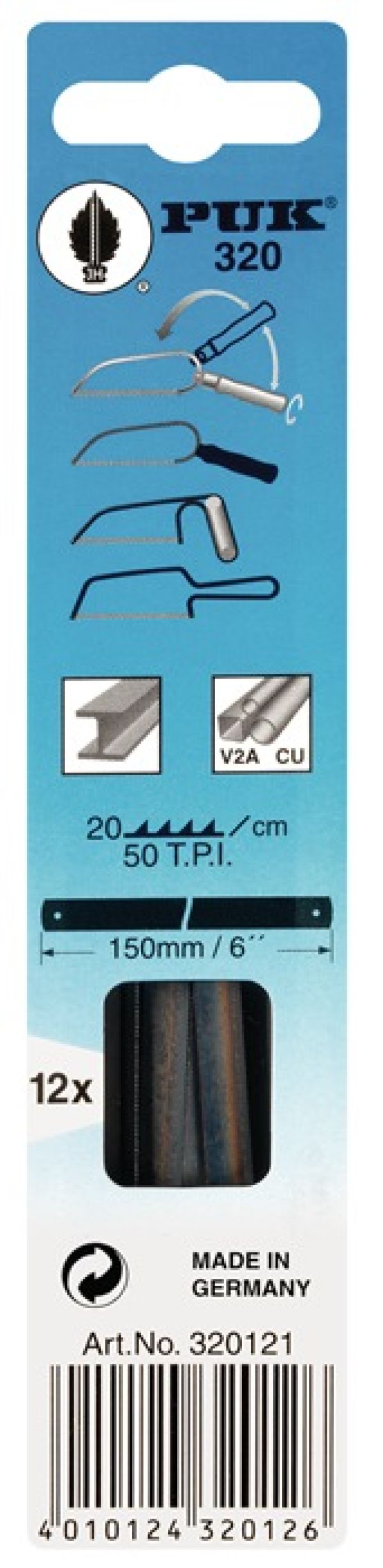 Metallsägeblatt 320 L.150mm ZpZ 50 1-s.12 St./Karte PUK