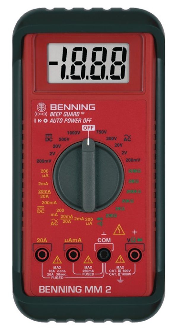 Multimeter MM 2 0,1 mV-750 V AC,0,1 mV-1000 V DC RMS BENNING