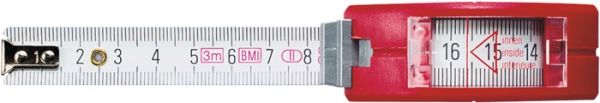 Taschenrollbandmaß VISO L.3m B.16mm mm/mm EG II PA Sichtfenster BMI