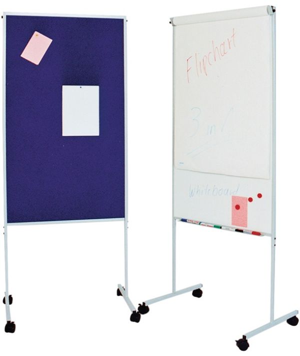 Mobile Flipchart B675xH1170mm fahrbar Textilbezug/magnethaftend königsblau/weiß