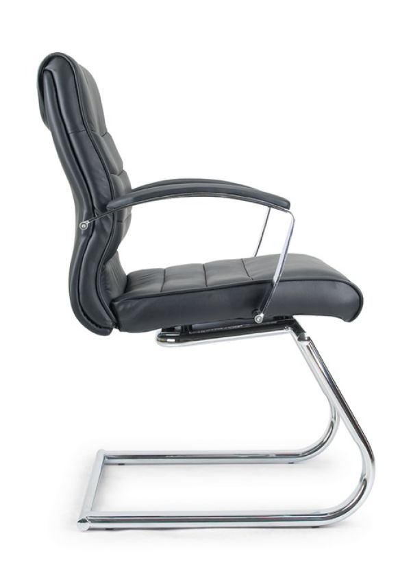 Besuchersessel Leder/Kunstleder schwarz m.Armlehnen,starr Sitz-B.480xT460mm