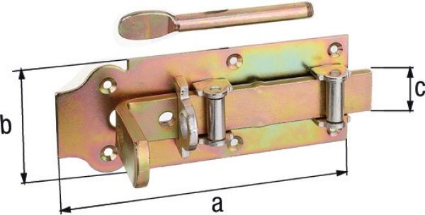 Stalltür-RL-Schlossriegel L.200mm B.80mm STA galv. gelb verz. GAH