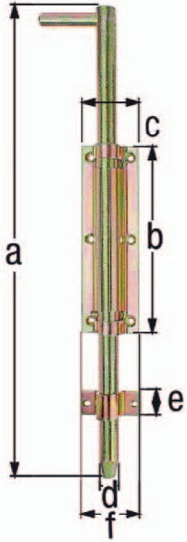 Bolzen-Stangenriegel L.400mm B.57mm STA galv. gelb verz. Ausschub 120mm GAH