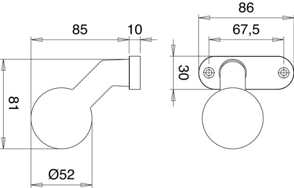 Profiltürknopf 1388/0000 Material Alu.F1 4-KT.M12mm feststehend EDI