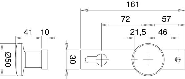 Schlosskasten-Knopf 1317/7020 fest Alu.F1/naturf.4-KT.8mm EDI