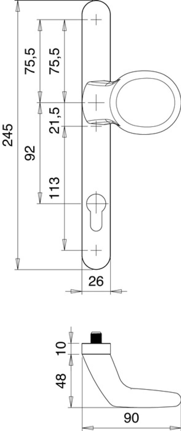 Profiltürgarnitur Atlas 1200/K2/2026 Alu.F1 PZ f.TS 68-73mm EDI