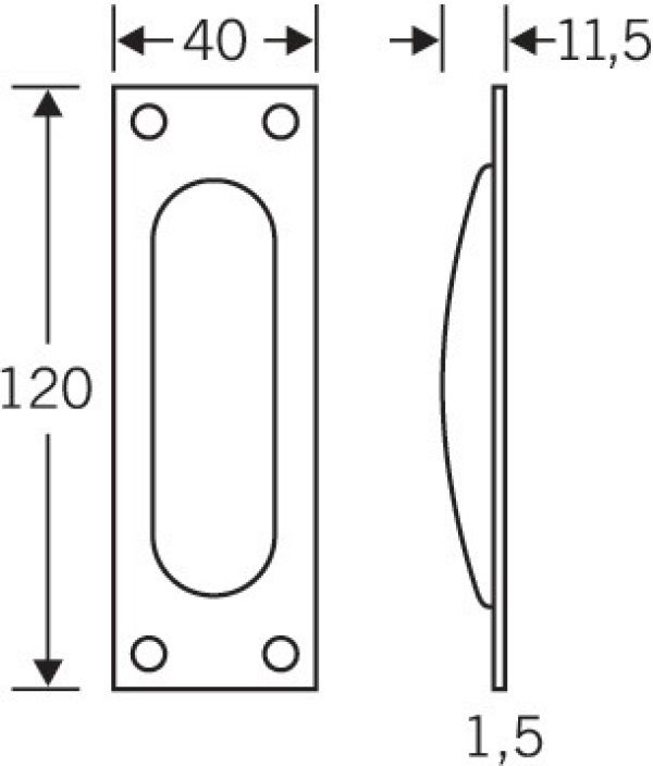 Schiebetürmuschel 42 4211 Alu.F1/naturf.ktg.bl.L.120mm B.40mm FSB