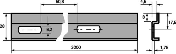 Aufhängeschiene Typ B 3000mm 150kg Hettich