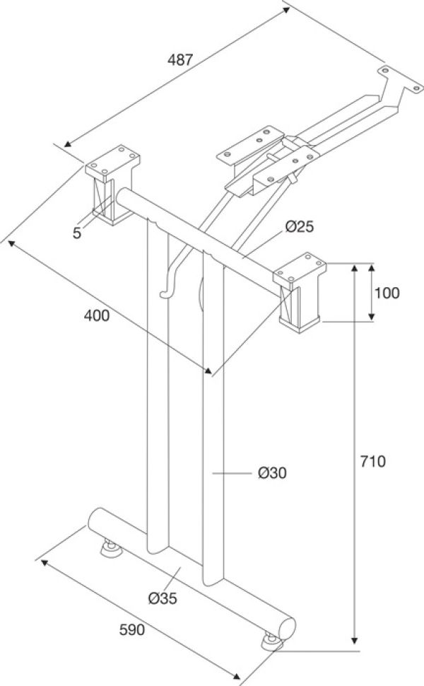 Klapptisch-Gestell CR pol.H.710-715mm Befestigungsschrauben BMB