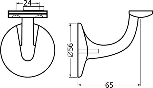 Handlaufträger 3503 Alu.silberf.elox.D.Wandplatte 56mm ger.Auflage HERMETA