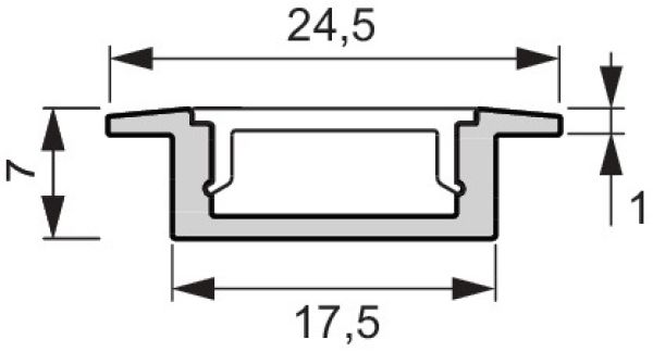 Leuchtenprofil Set London Set London Nutmaß 18x6mm Einbau Alu/KU EV1/Gefrostet