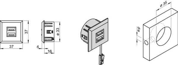 USB Doppelsteckdose 12 V 5 V 1x2,1 A ≥ 10,5 W L&S