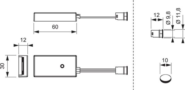 Mini IR-Sensorschalter switch 24 V 24 V L.60mm 72 W weiß L&S
