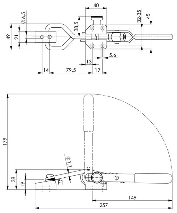 Verschlussspanner Nr.6847SU Gr.3 horiz.Sicherheitsverriegelung AMF