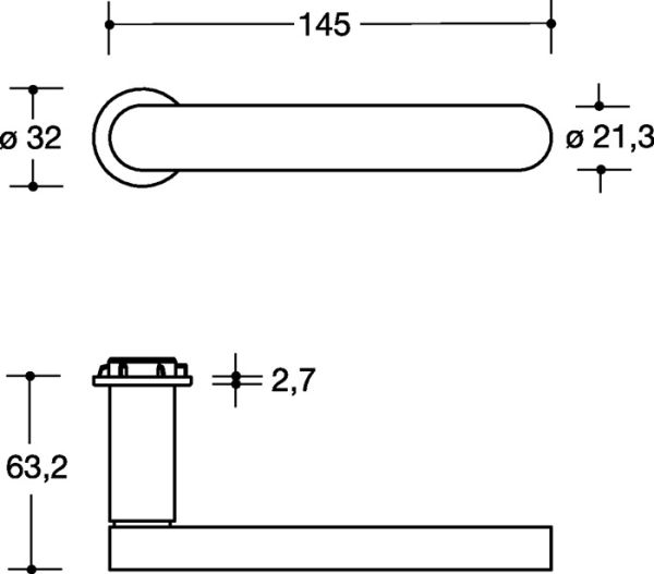 Türdrückerpaar 270XAM06.130 VA XA 4-KT.8mm HEWI