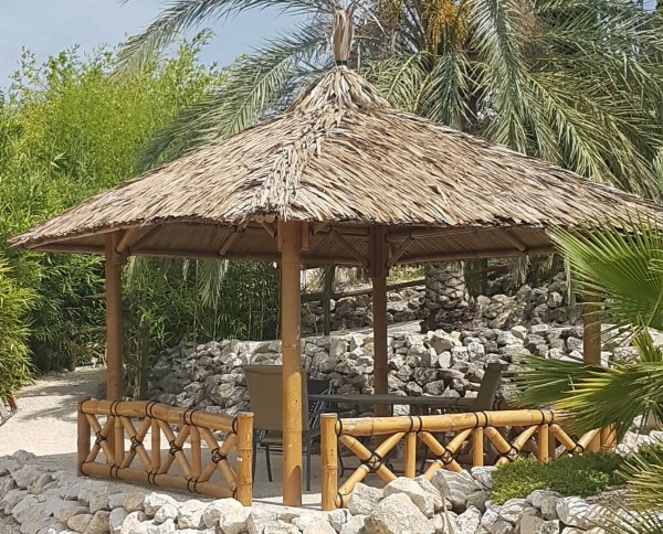 Pawilon bambusowy, Gazebo 4,20 x 4,20 m z częściami bocznymi
