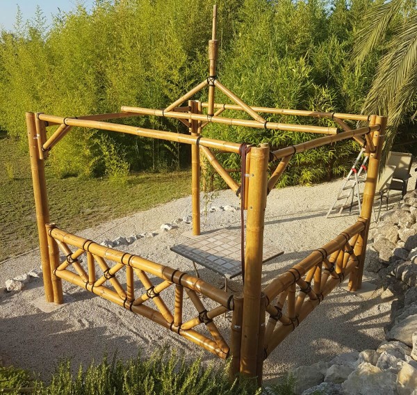 Pawilon bambusowy, Gazebo 5,20 x 5,20 m z częściami bocznymi